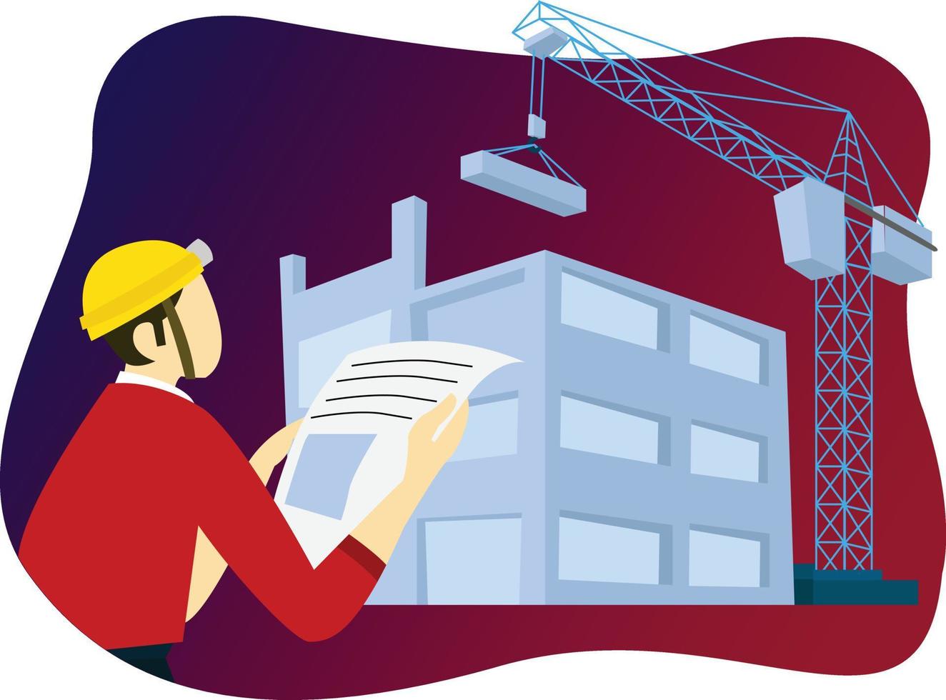 vector flat illustration building construction architect