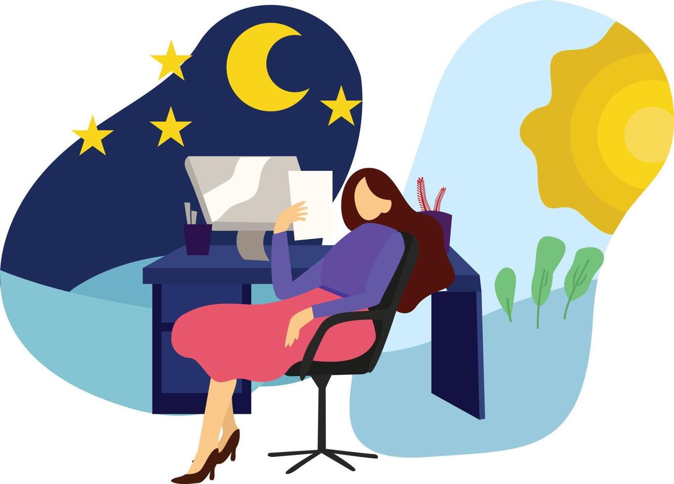 flat illustration vector women worker shift