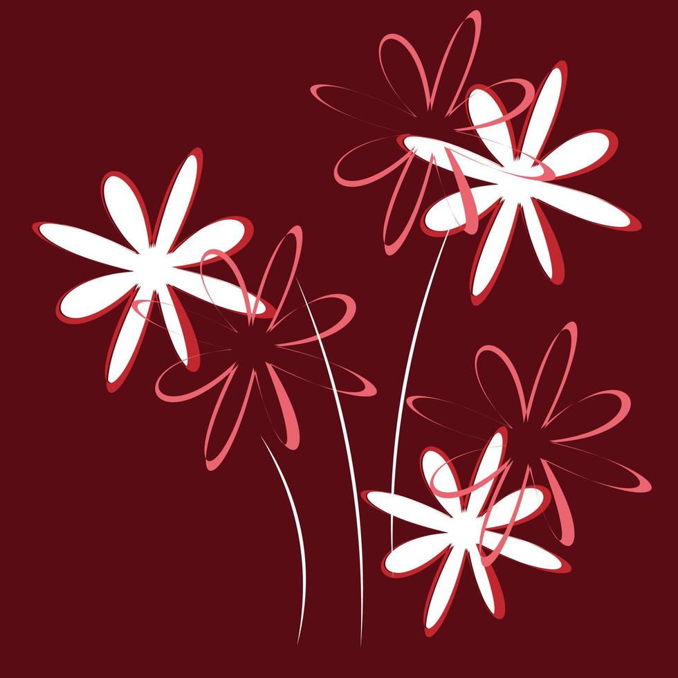 Modern red background a group of roses drawn randomly vector