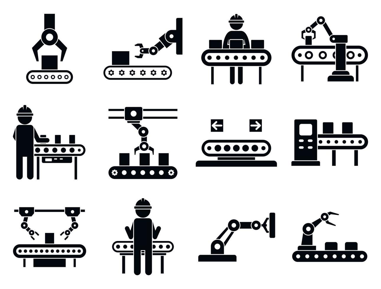 Assembly line icons set, simple style vector