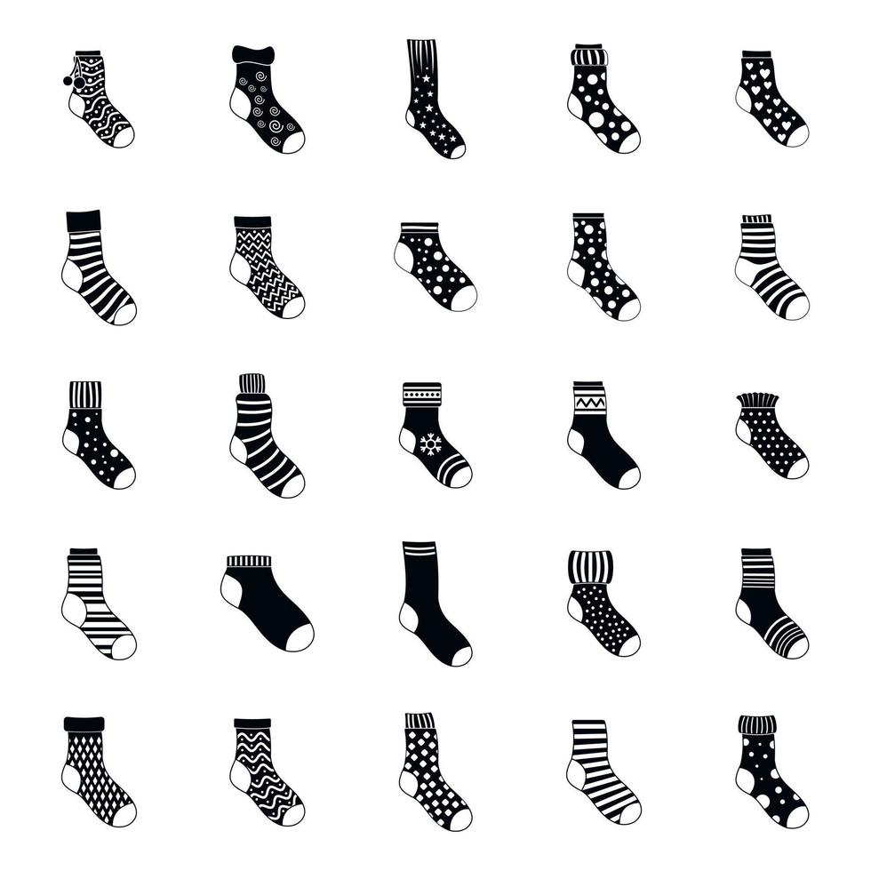 Socks textile icons set, simple style vector