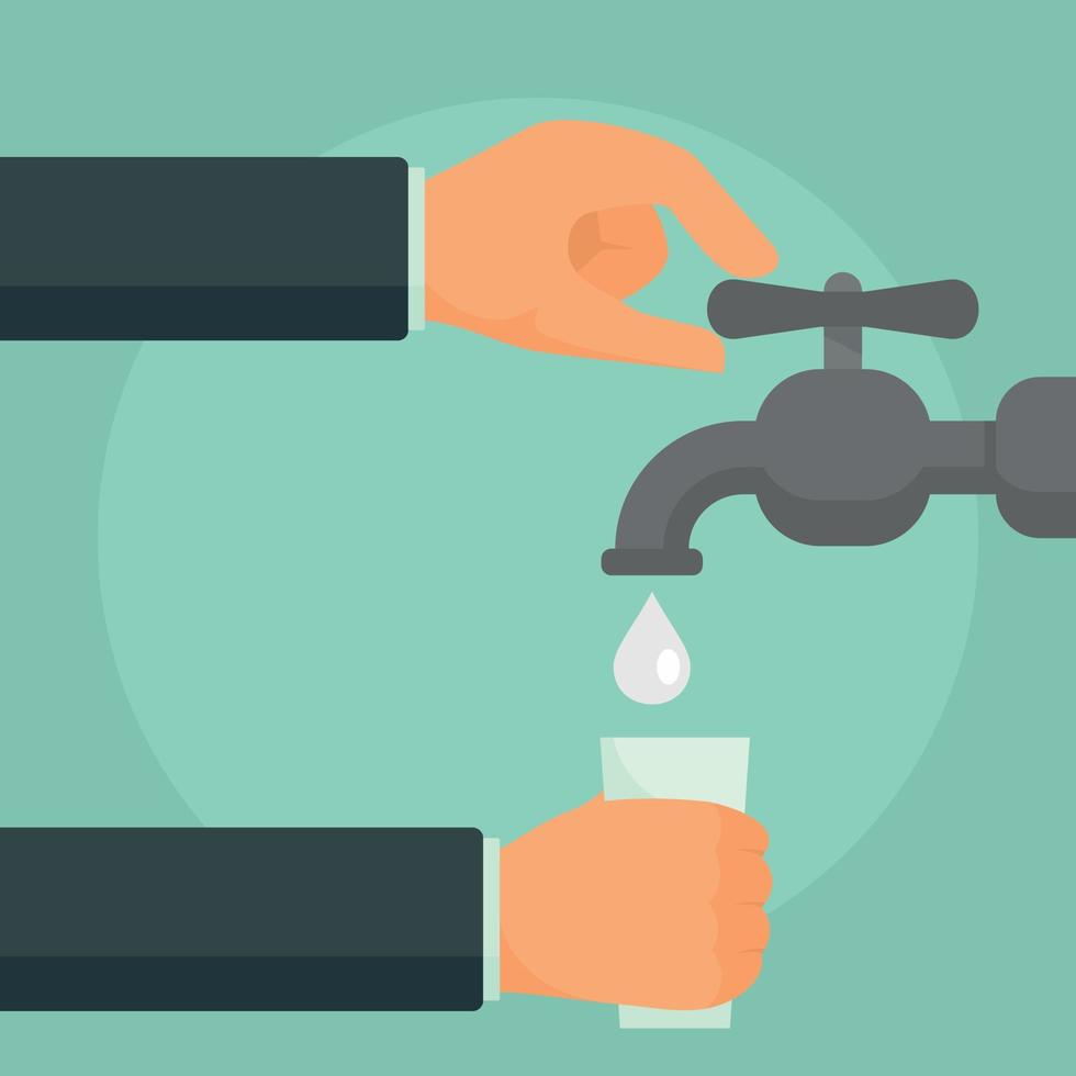 Faucet concept banner, flat style vector