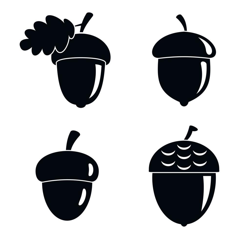 Acorn leaf icons set, simple style vector