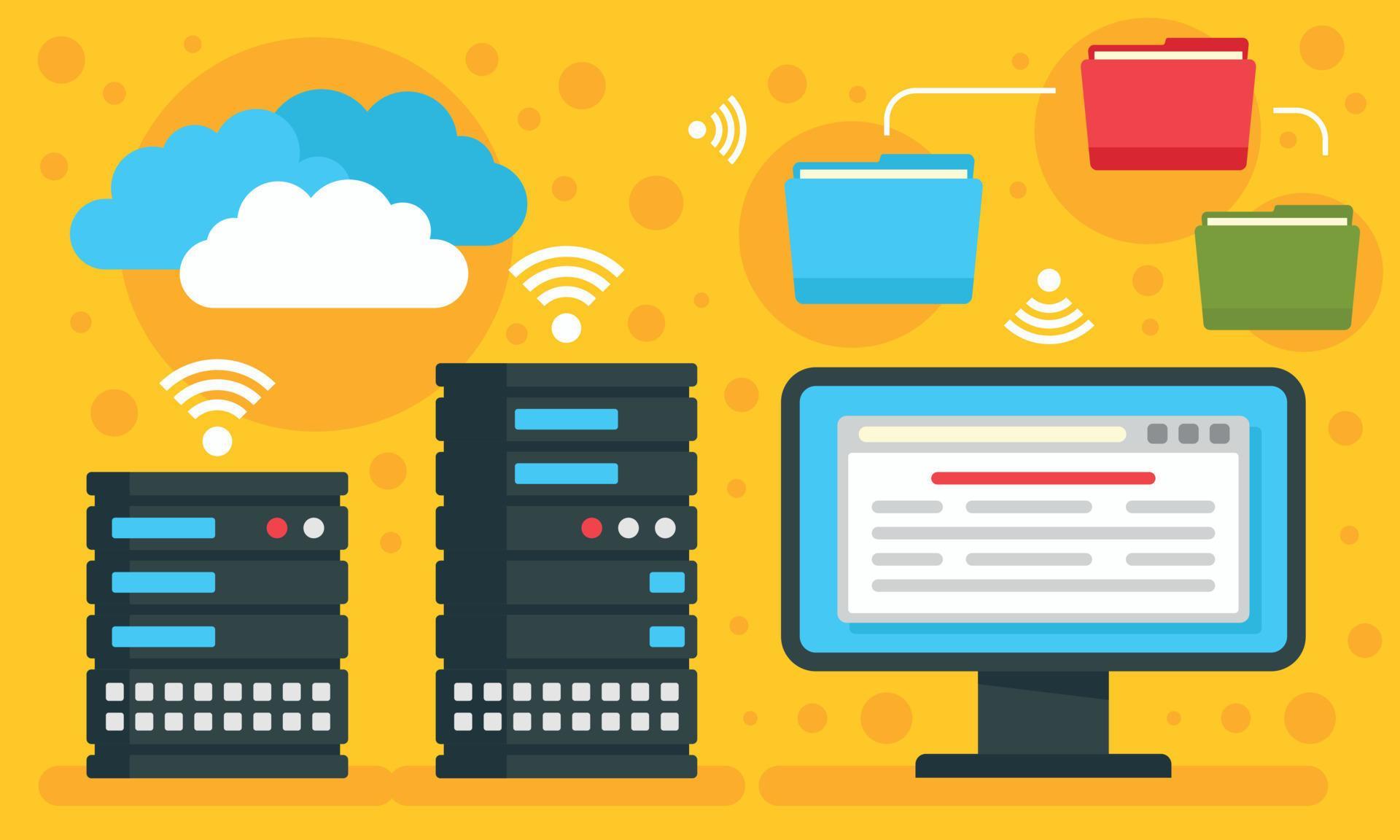 Hosting concept background, flat style 8883968 Vector Art at Vecteezy