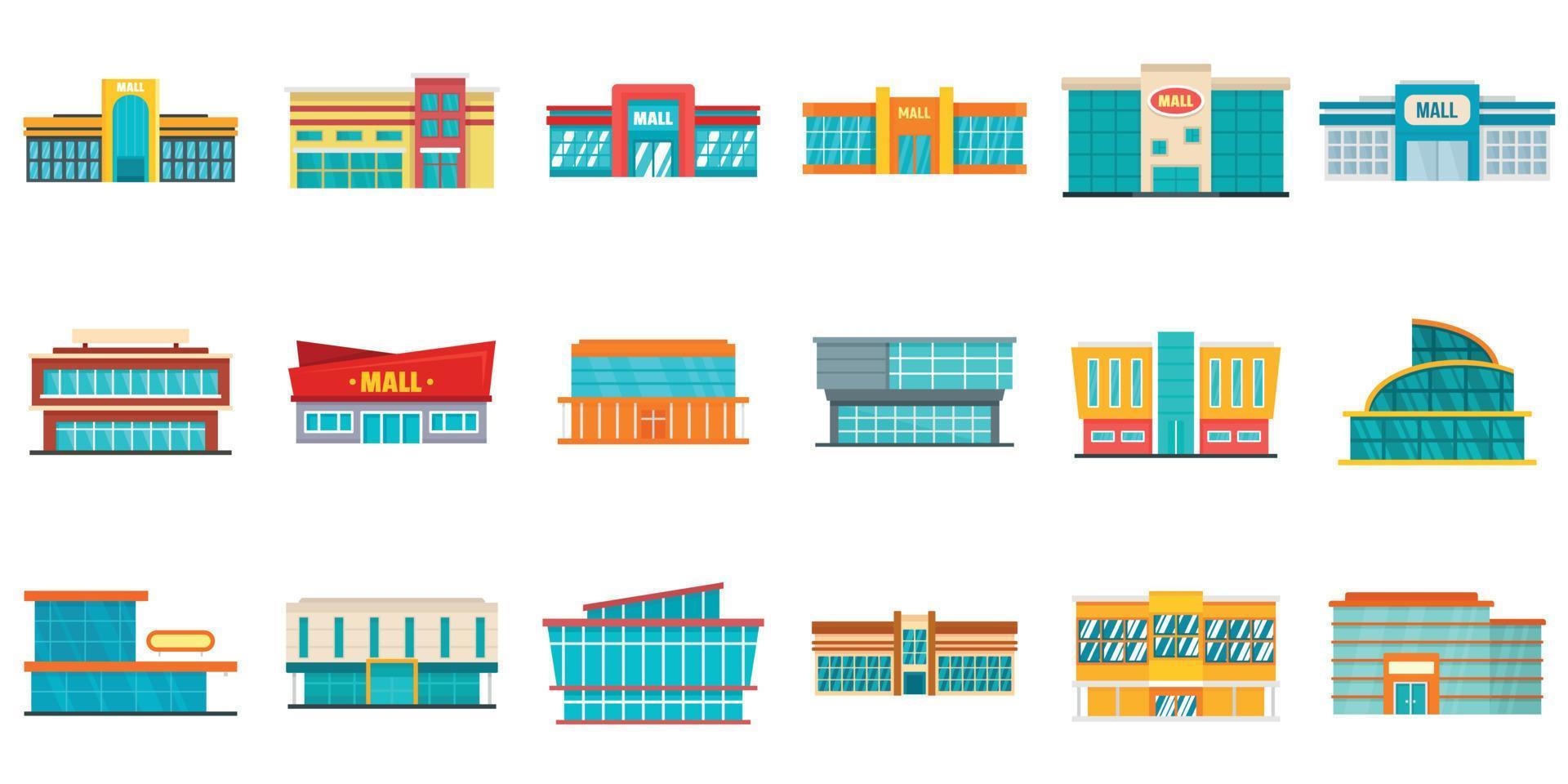 Mall icons set, flat style vector