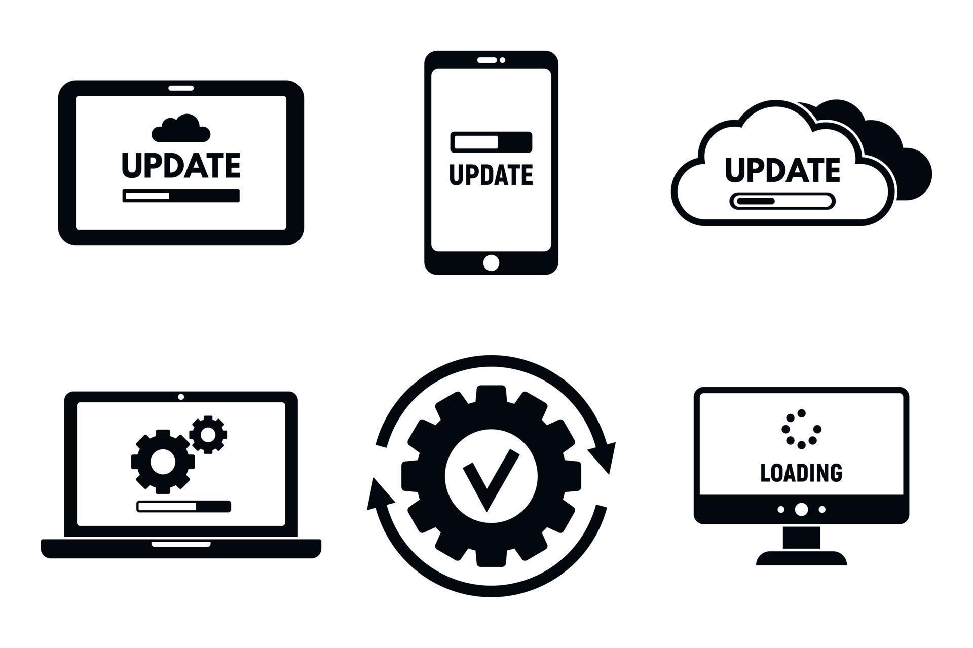 Device system update icons set, simple style 8884001 Vector Art at Vecteezy