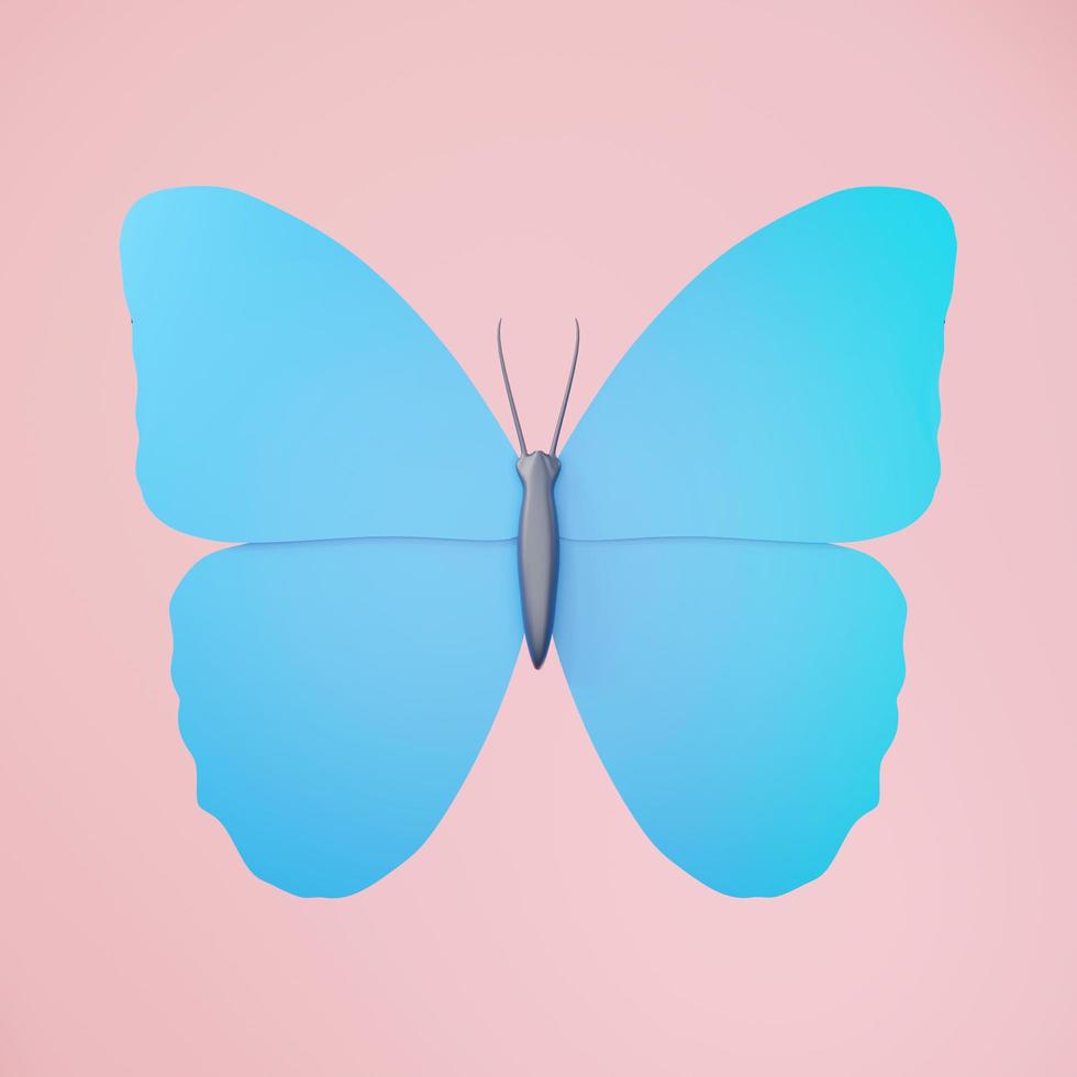 3d rendering of Butterfly icon on clean background for mock up and web banner. Cartoon interface design. minimal metaverse concept. photo