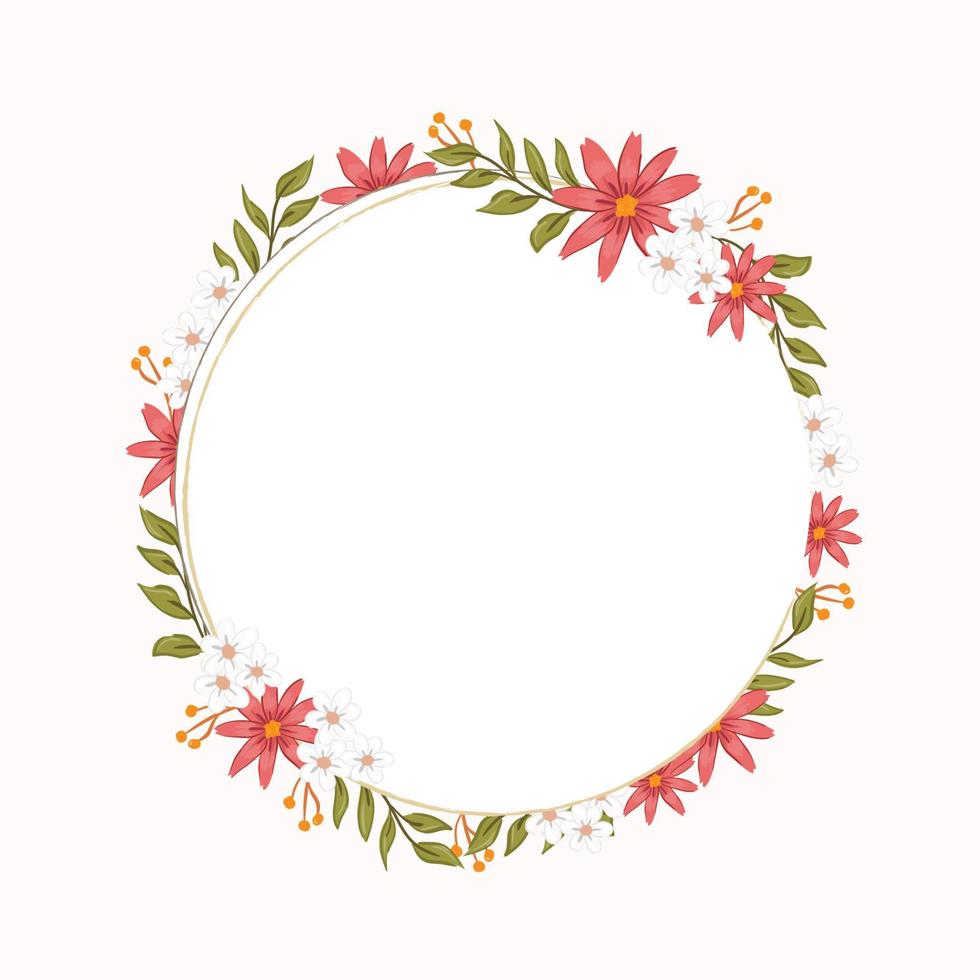 pink and white flowers frame vector