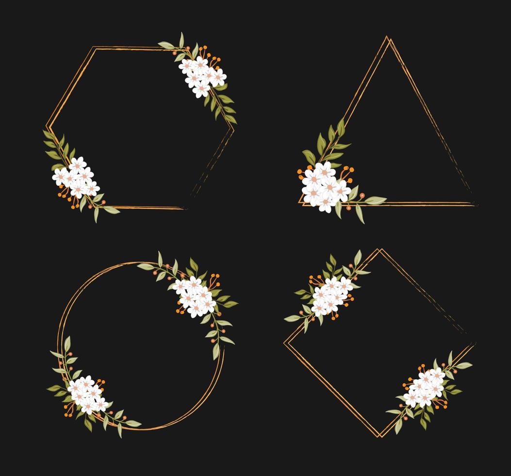 white flowers border set vector