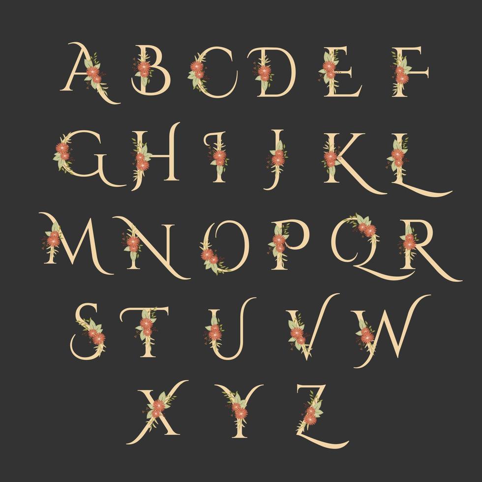 beautiful floral alphabet vector