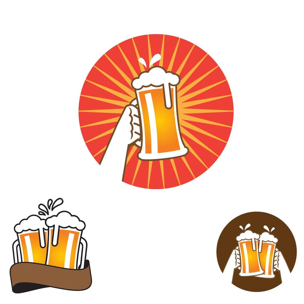 saludos, conjunto de elementos gráficos de cerveza vector