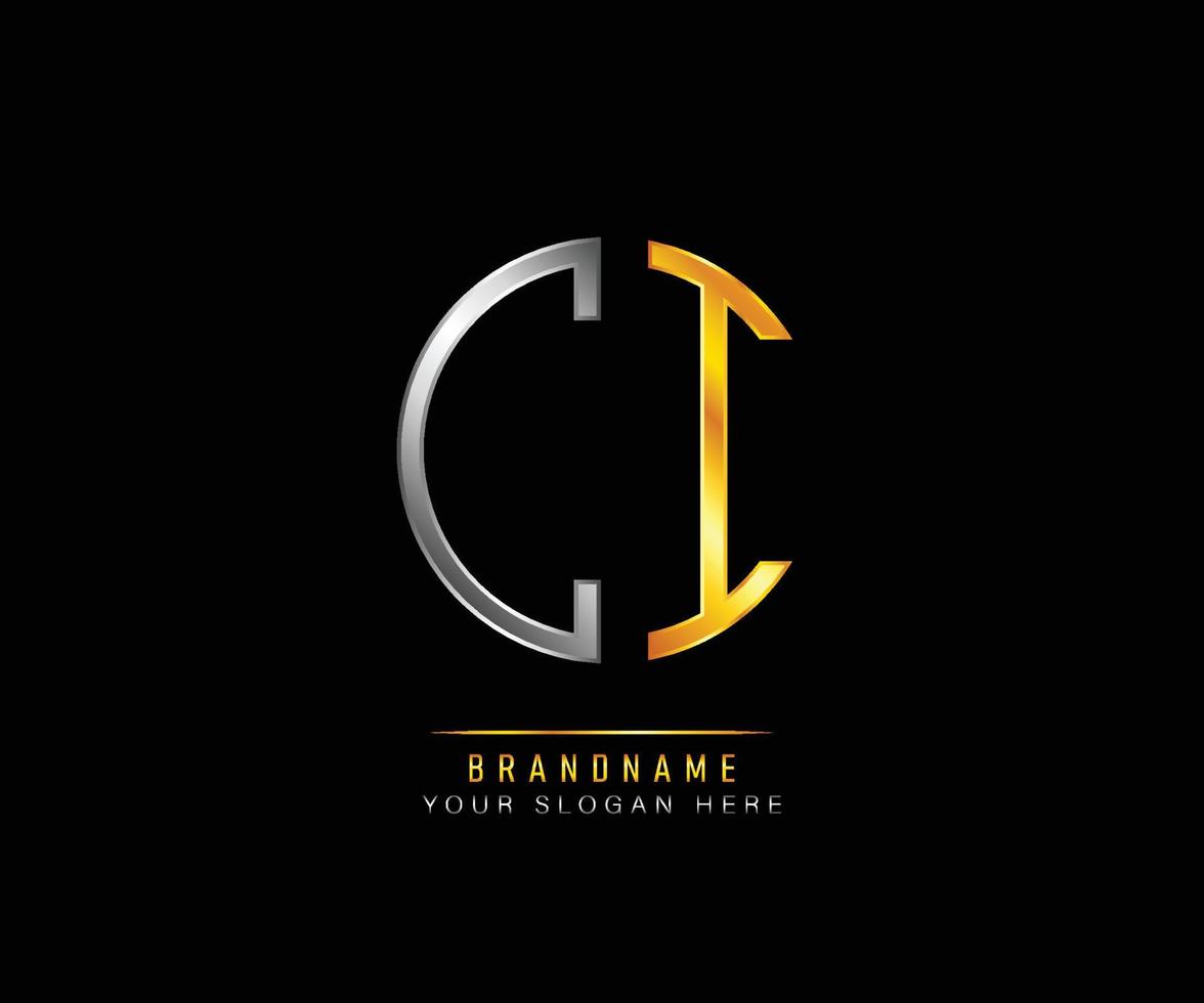 Circle logo with letter CI vector