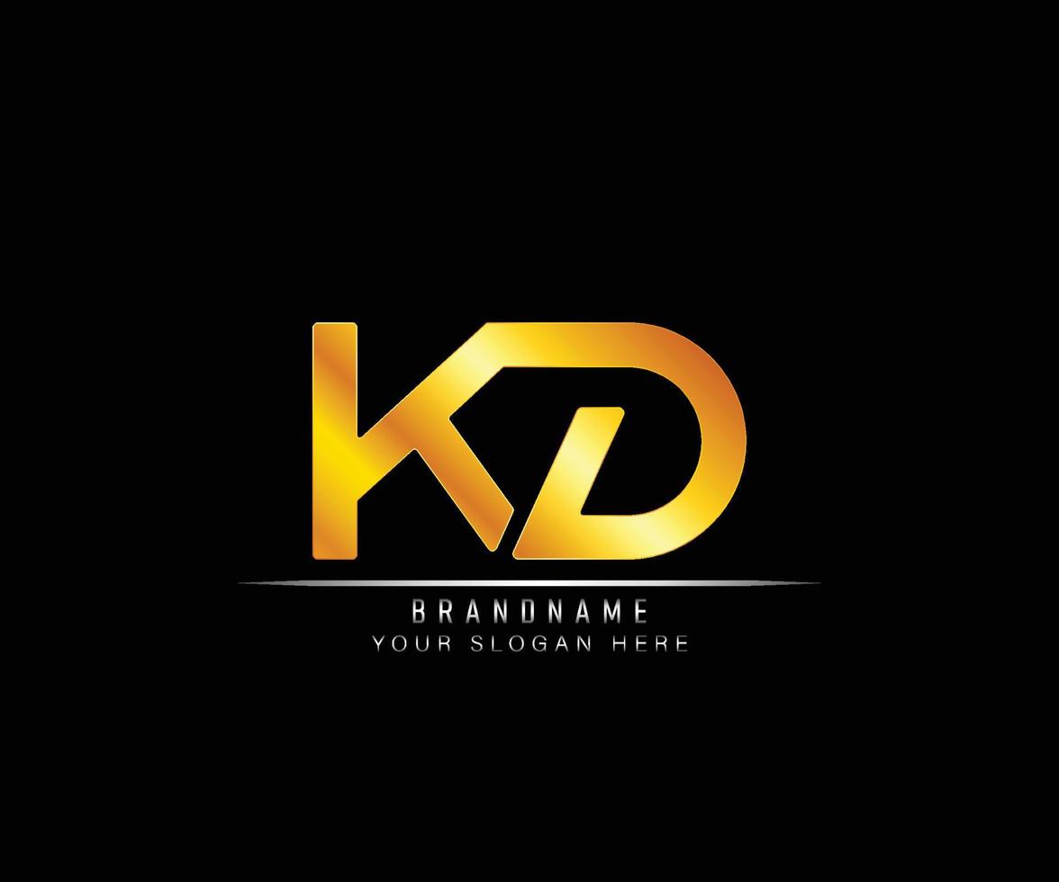 Creative elegant trendy modern monogram logo design gold color KD initial based Alphabet icon logo vector