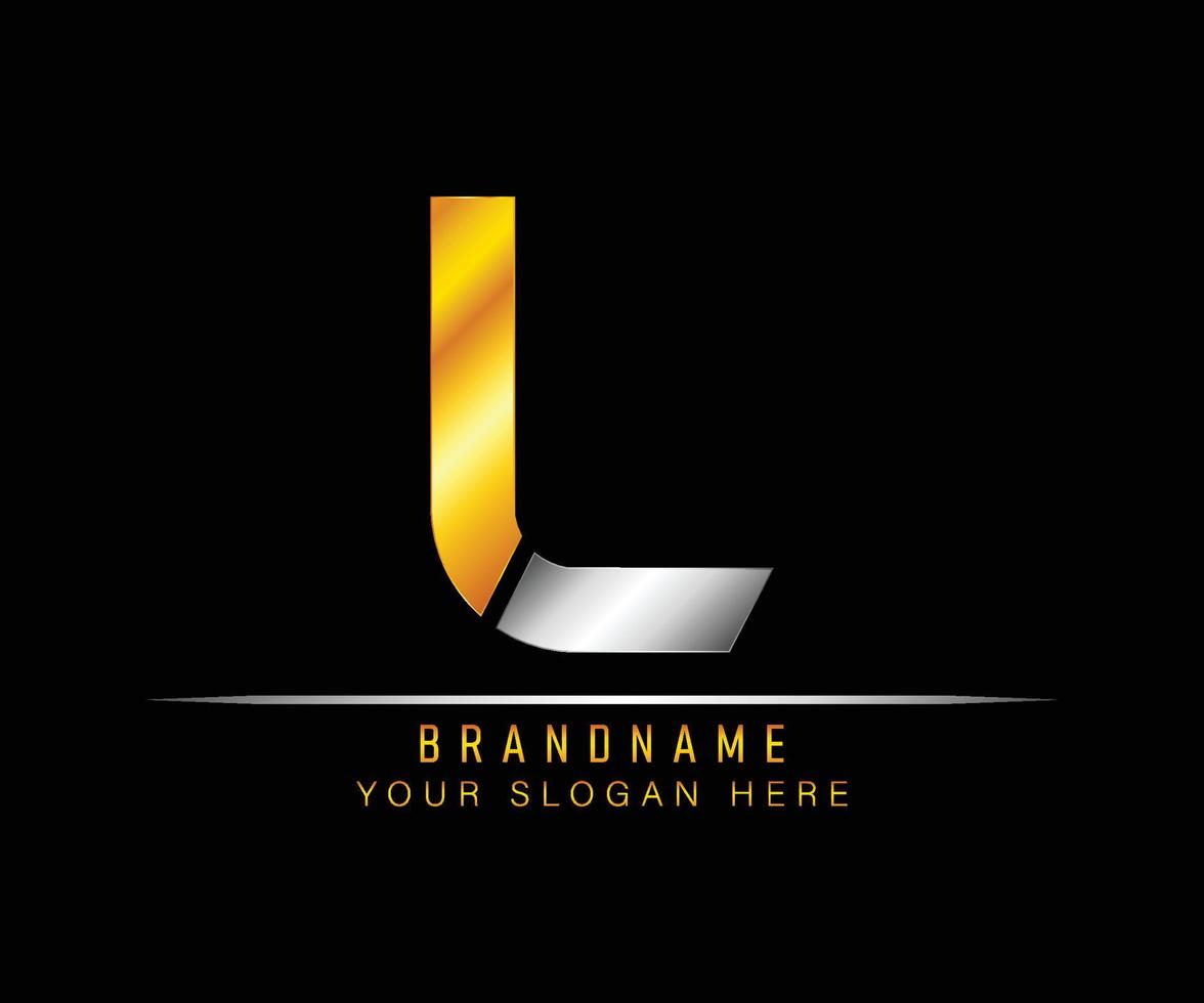 Creative elegant trendy unique artistic silver and gold color L initial based Alphabet icon logo. Initial letter L logo template. Luxury L logo template. vector