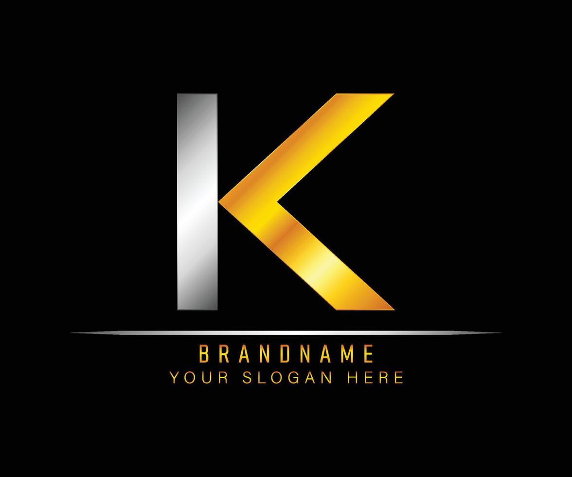 Creative elegant trendy unique artistic silver and gold color K initial based Alphabet icon logo. Initial letter K logo template. Luxury K logo template. vector