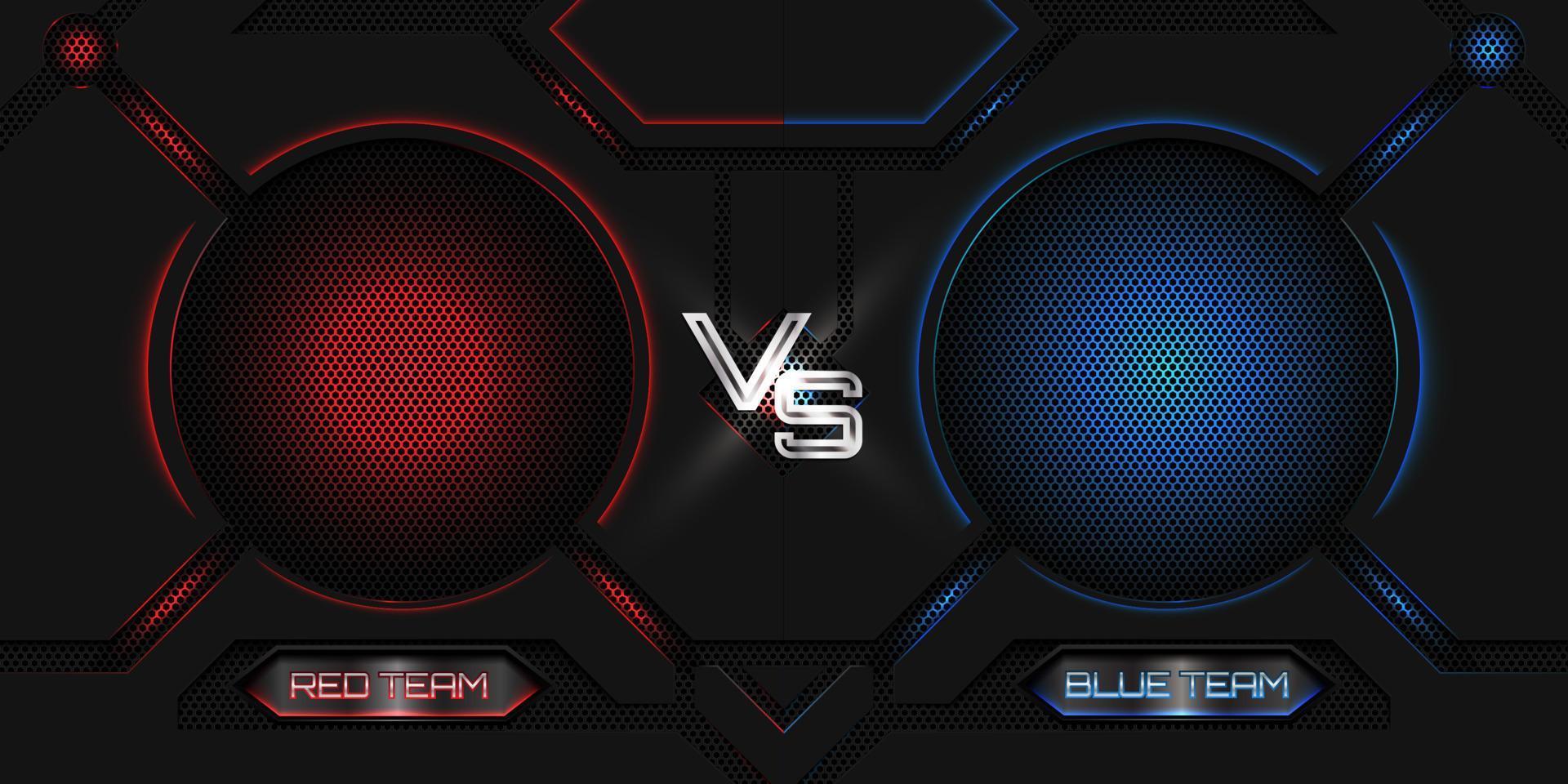 versus batalla luchando banner 3d realista con luz de neón roja y azul vector