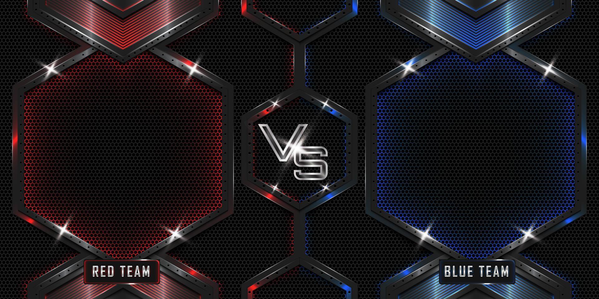 Versus battle fighting realistic 3d banner with red and blue neon light vector