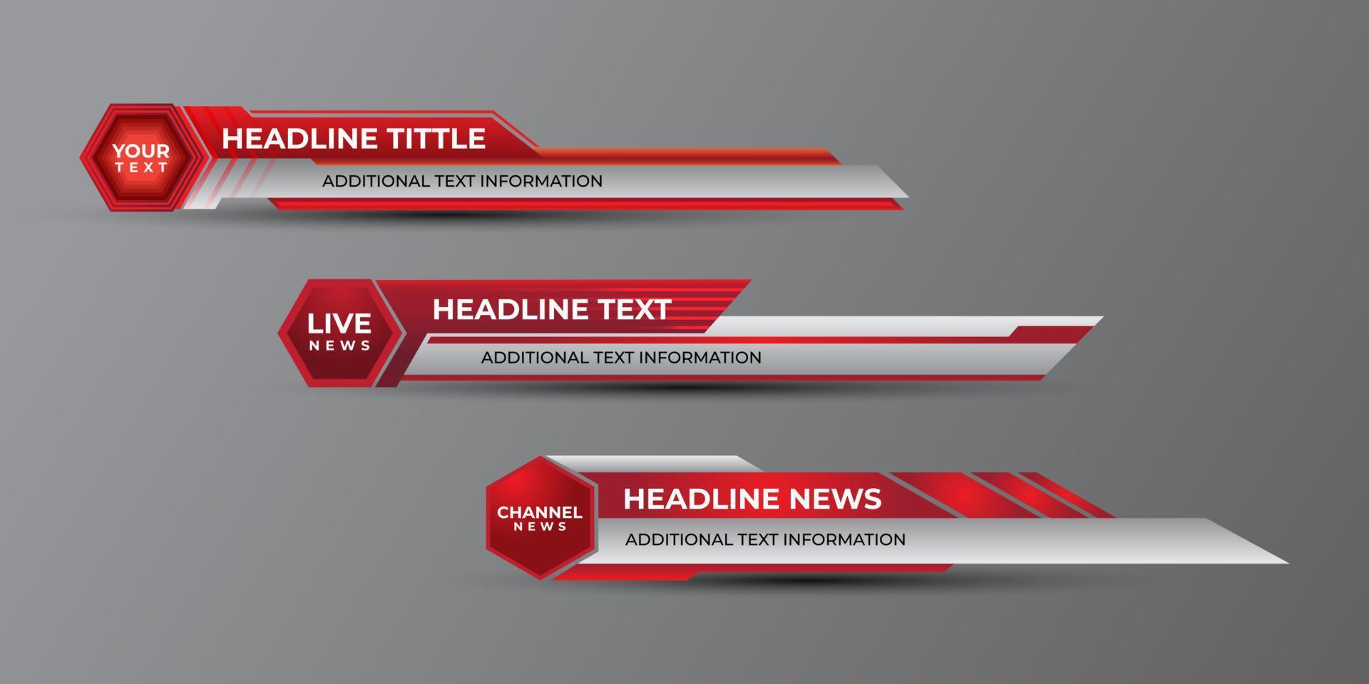 Broadcast news lower third modern banner template for television, video and media channel vector