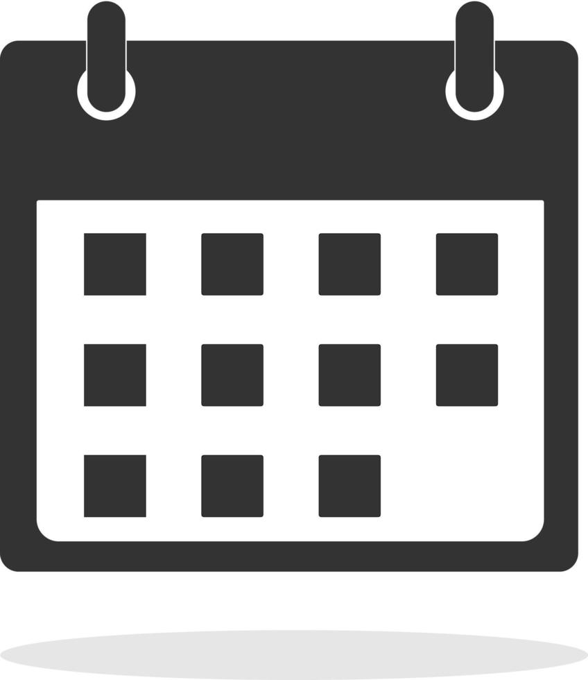 icono de calendario. símbolo del calendario. calendario con símbolo de sombra. vector