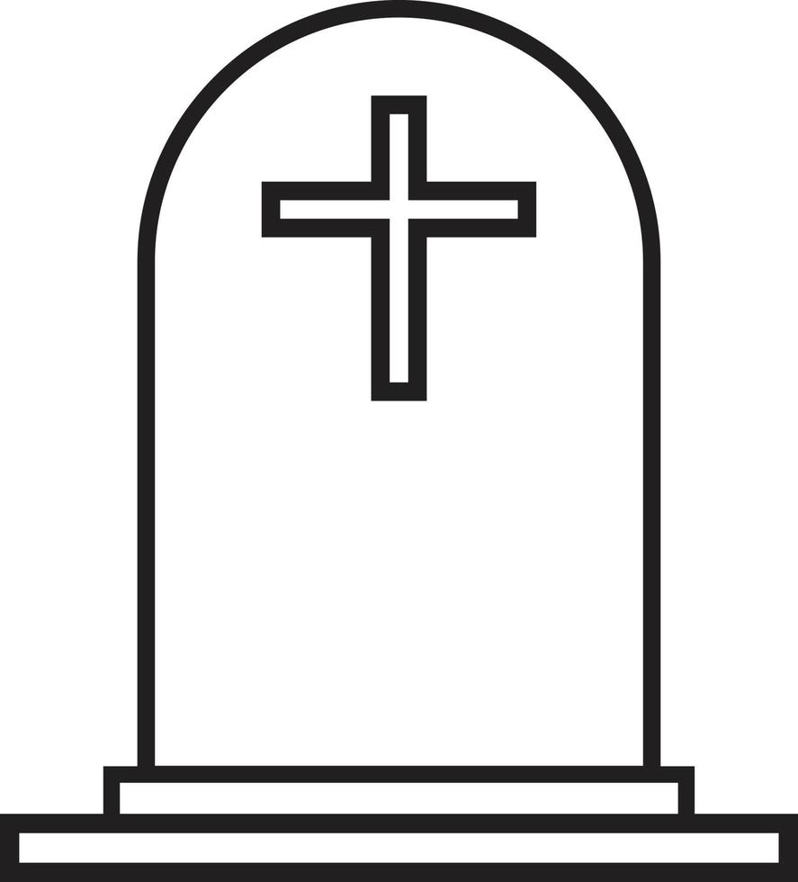 lápida con icono de cruz. icono de tumba. símbolo de lápida. señal funeraria. vector