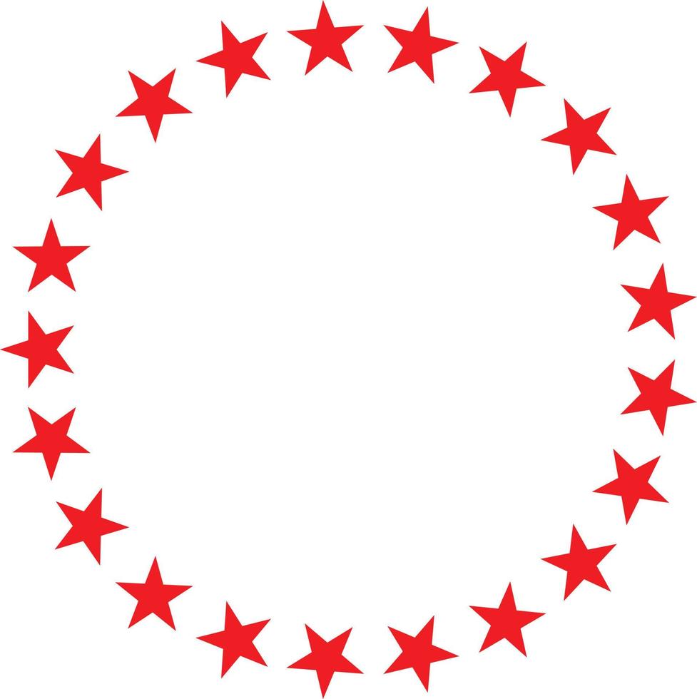 estrella roja en icono de círculo. conjunto de símbolo de círculo de estrellas. señal de rueda de color rojo. vector