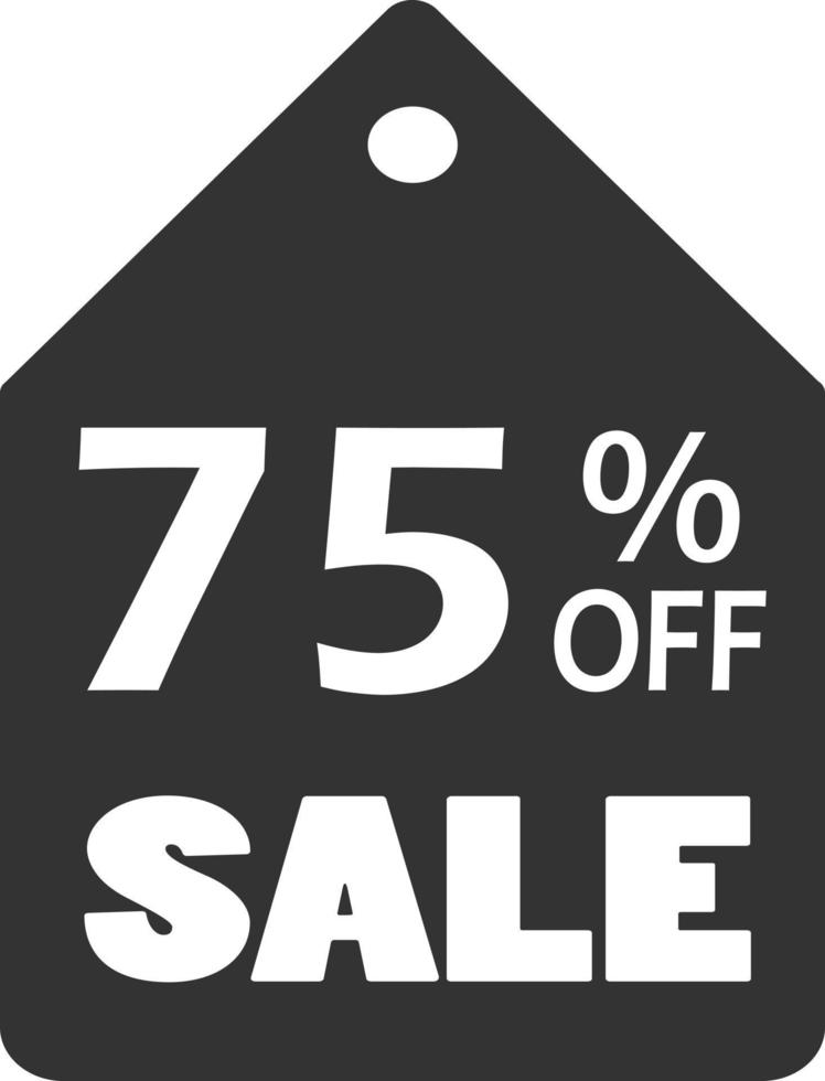 75 percent off sale discount banner. sale discount icon. sale black tag. vector