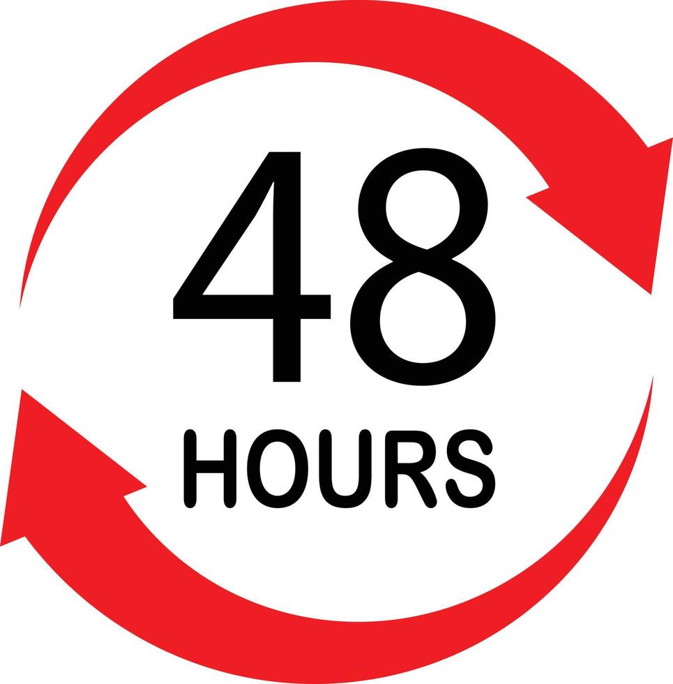 48 hours on white background. 48 hours sign. 48 hours symbol. vector