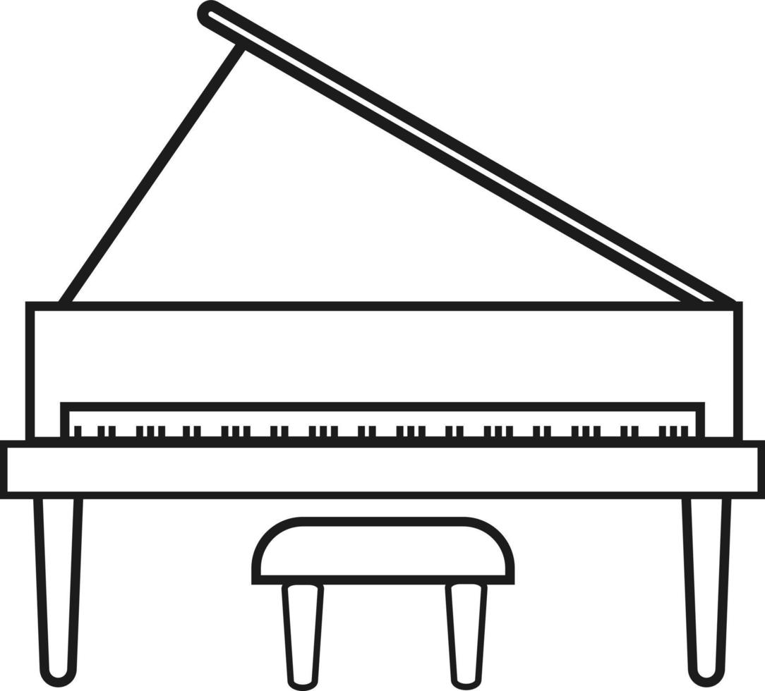 icono de piano vertical. señal de piano de cola. símbolo de instrumento musical. vector