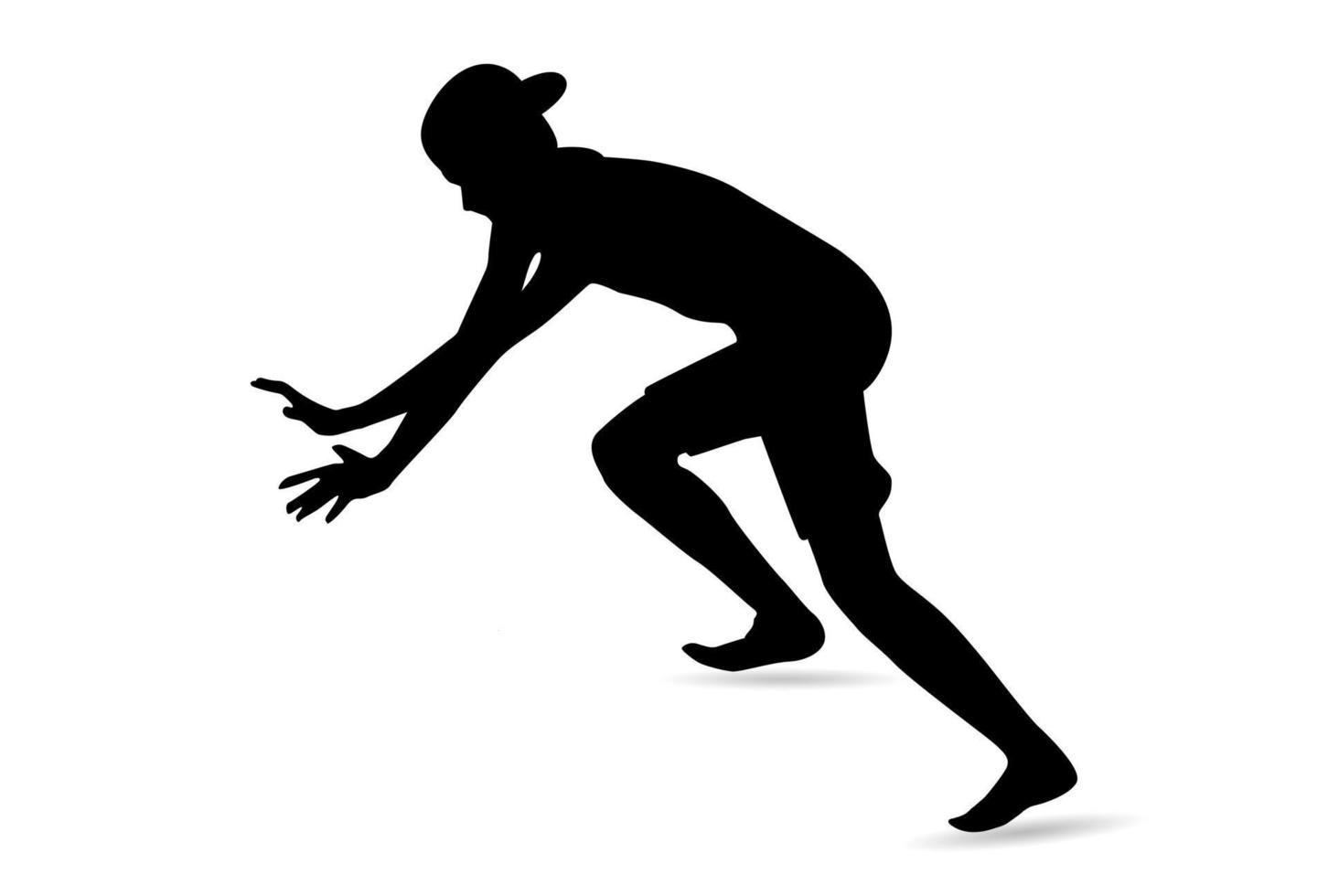 Silhouette of a young man trying to move something by pushing. Object pushing silhouette illustration, isolated on white background. vector