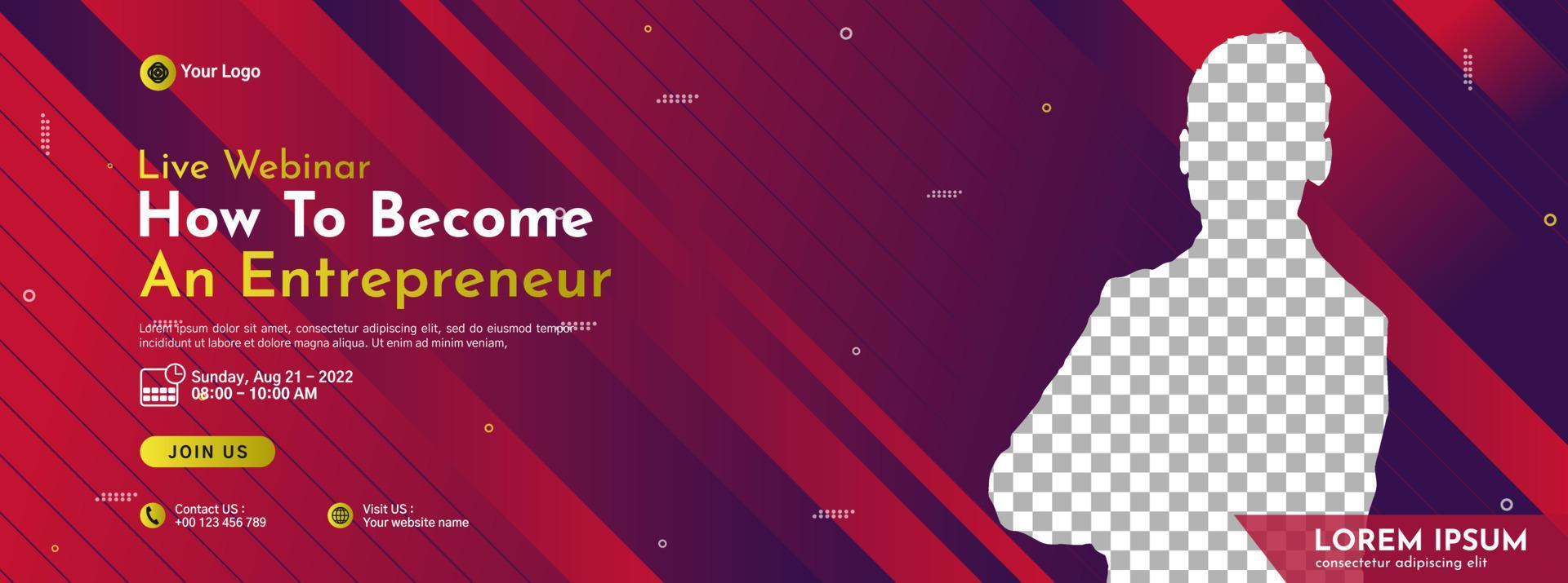 Business conference banner template design for webinar, marketing, online class program, etc vector