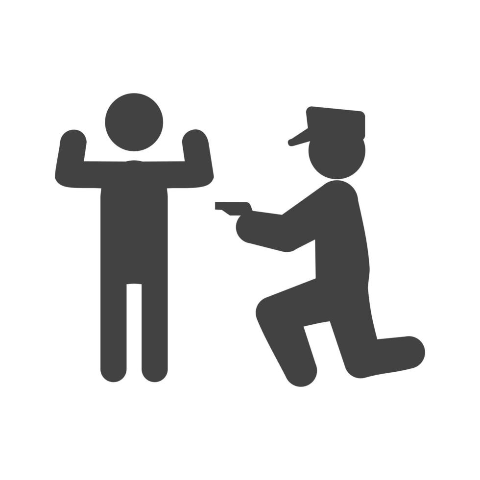 Police Arresting Man Glyph Black Icon vector