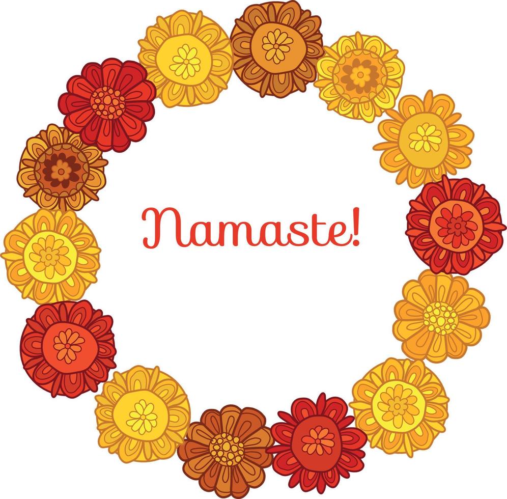 decorative stylized marigold floral vector illustration. wreath of yellow fall flowers of india and ukraine