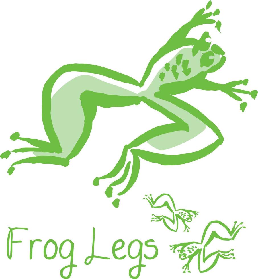 frog lags french meal concept illustration. green animal vector image. gourmet cuisine sketch