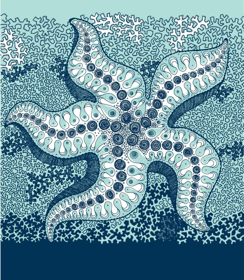 animal estrella de la vida marina en estilo decorativo. ilustración vectorial dibujada a mano. vector
