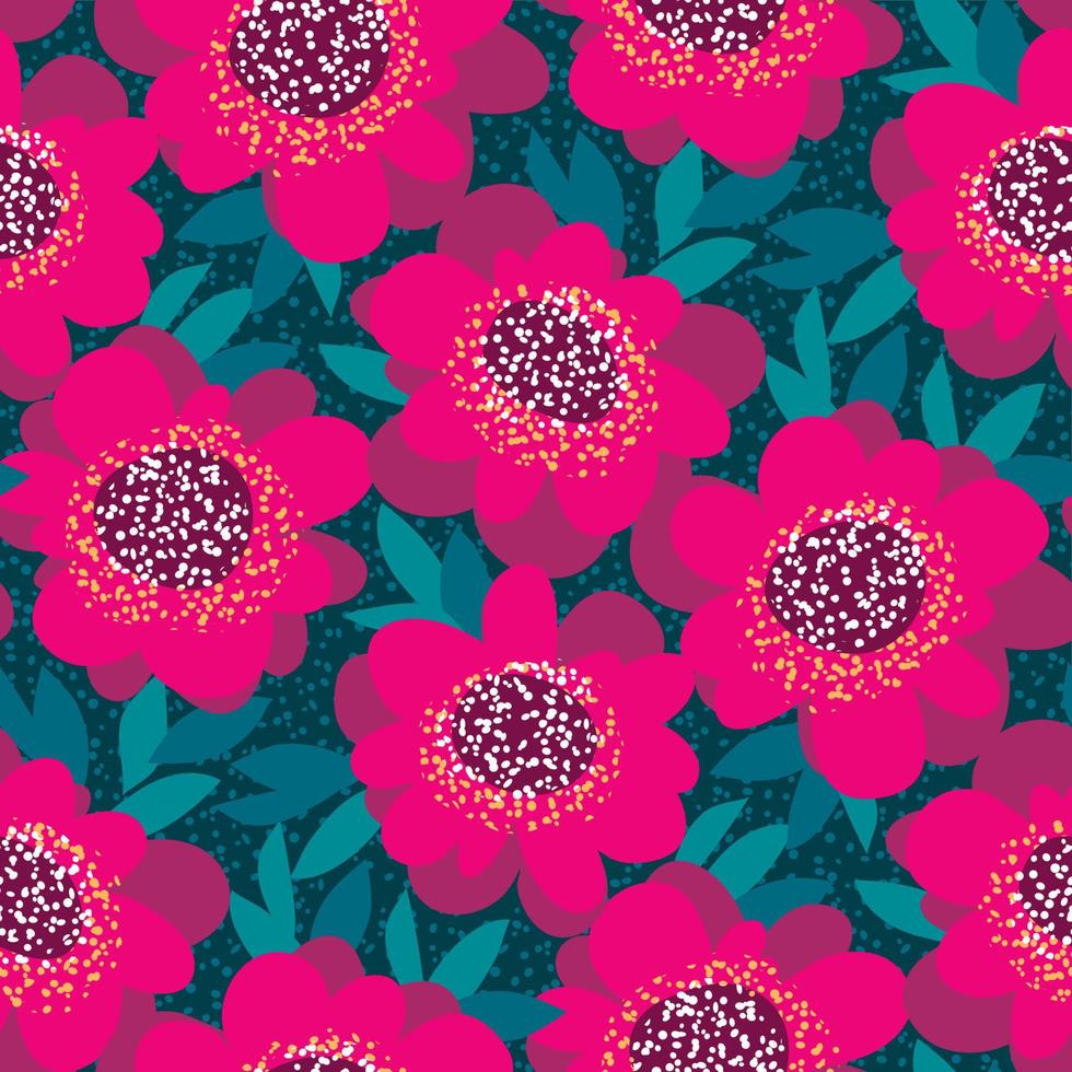 bright pink and red decorative camellia flowers seamless pattern. vector illustration