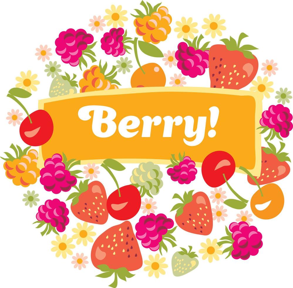 red assorted berry set. vector illustration.