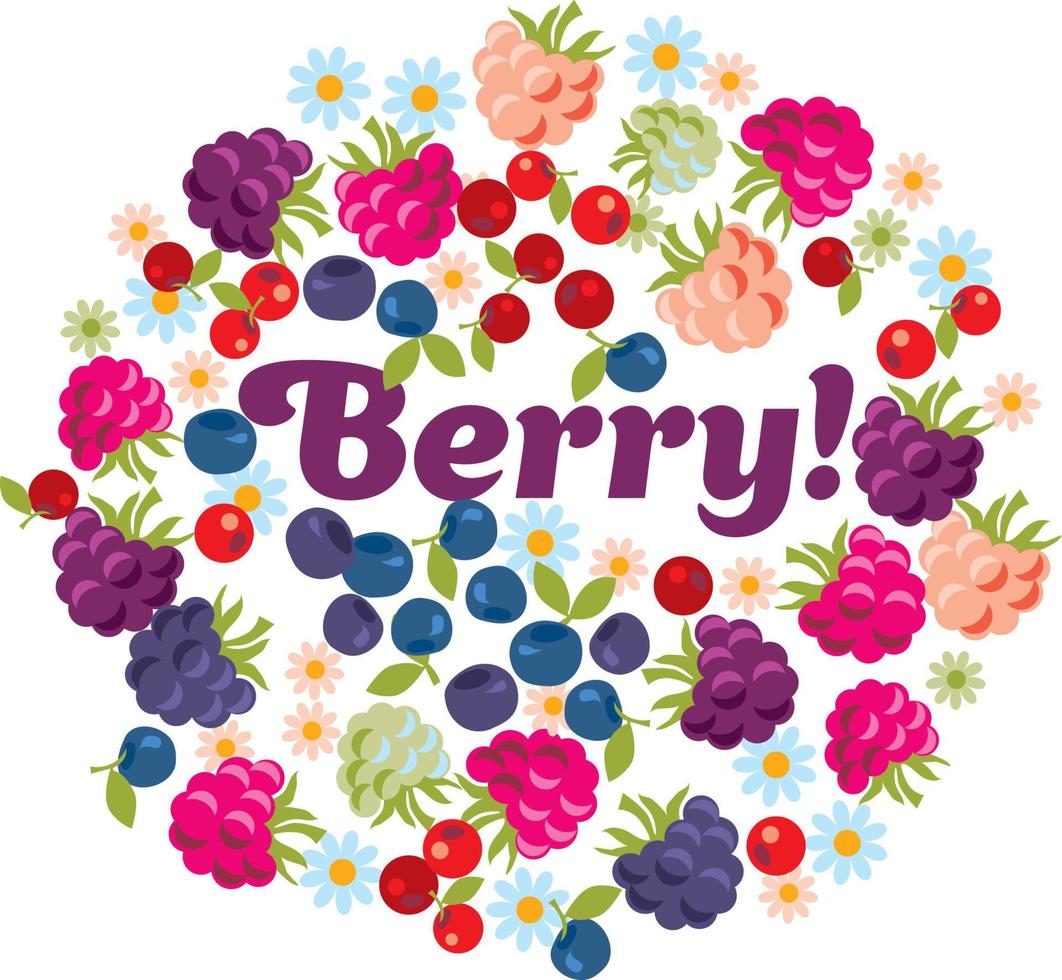 assorted forest berry set. vector illustration.