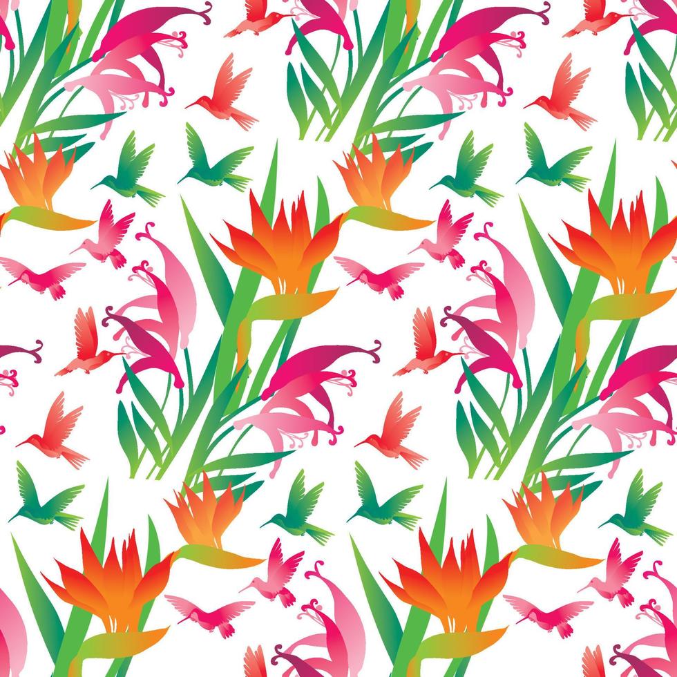 tropical exotic flower seamless pattern on white background. vector illustration.