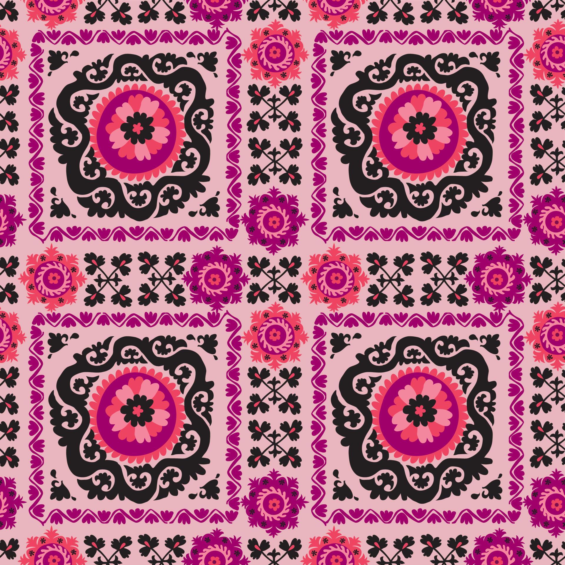 seamless pattern of traditional asian carpet embroidery Suzanne in pink