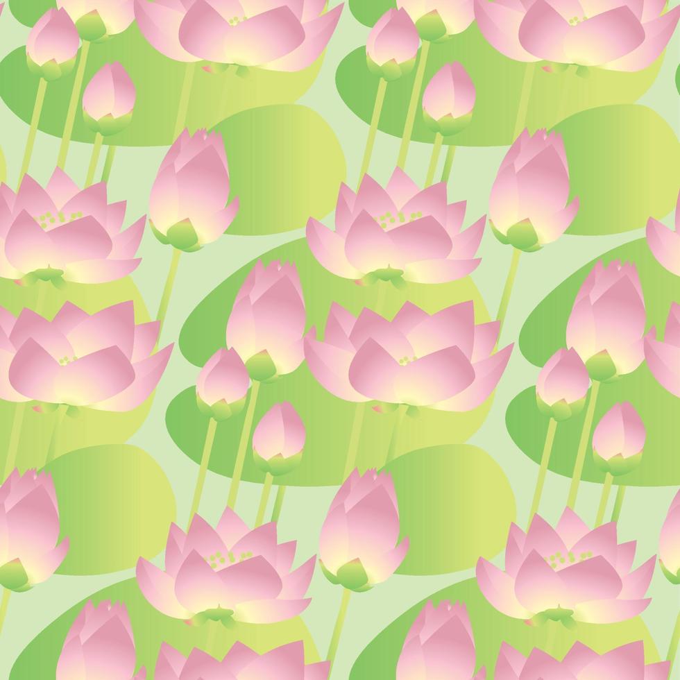 pink lotus lilies decorative floral seamless pattern. vector illustration