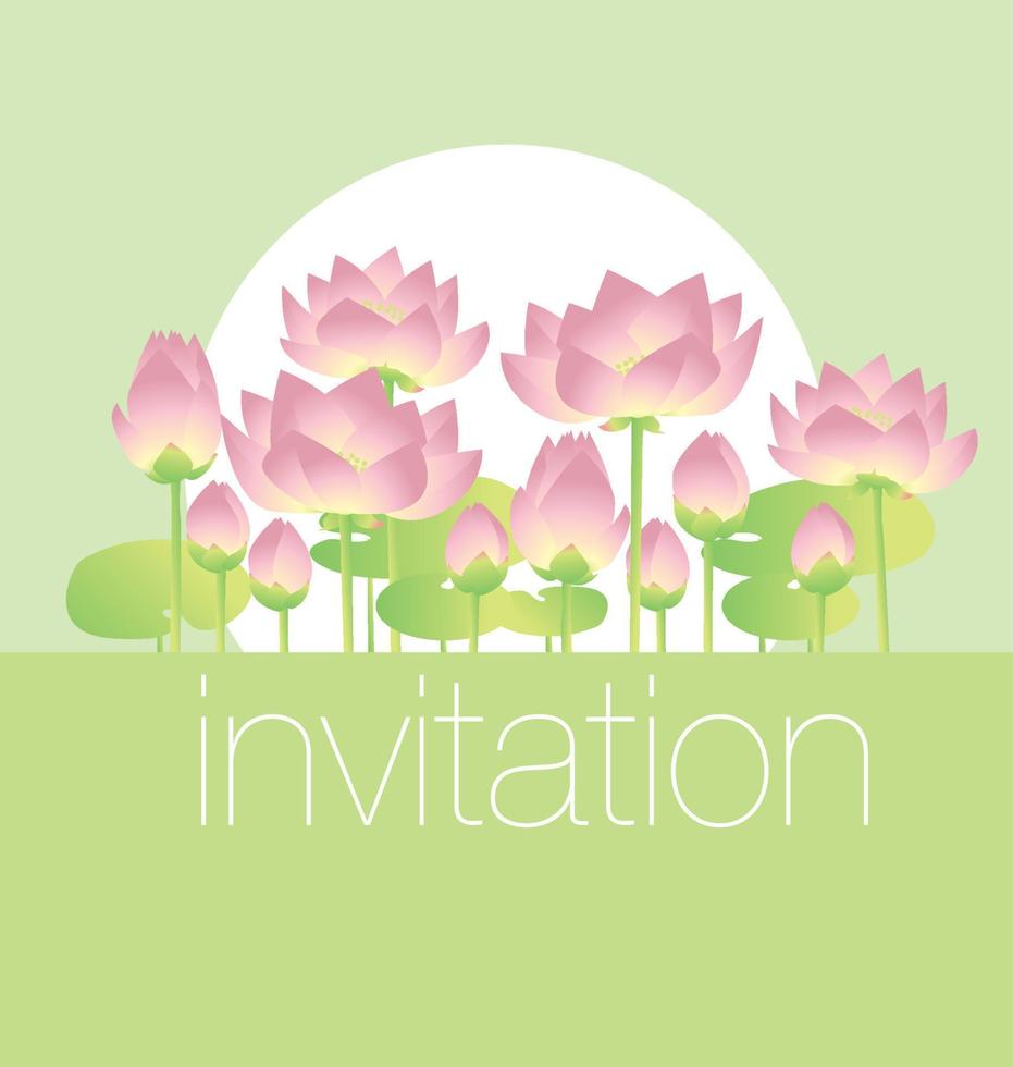 plantilla de tarjeta de invitación floral decorativa de lirios de loto. ilustración vectorial vector