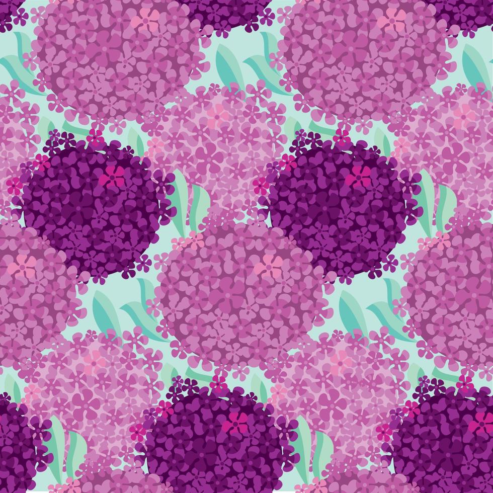 decorative hydrangea blossom seamless pattern. vector illustration