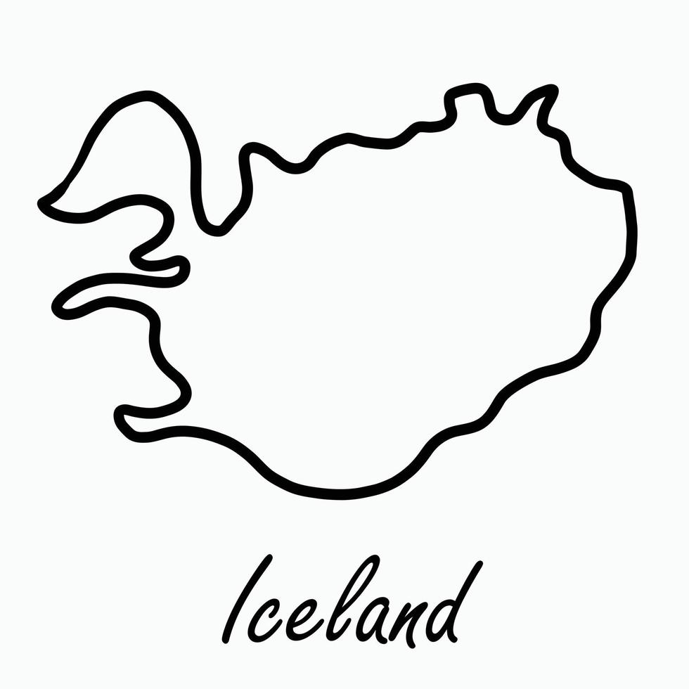 Doodle dibujo a mano alzada del mapa de islandia. vector