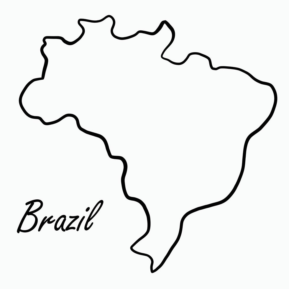 Doodle dibujo a mano alzada del mapa de Brasil. vector