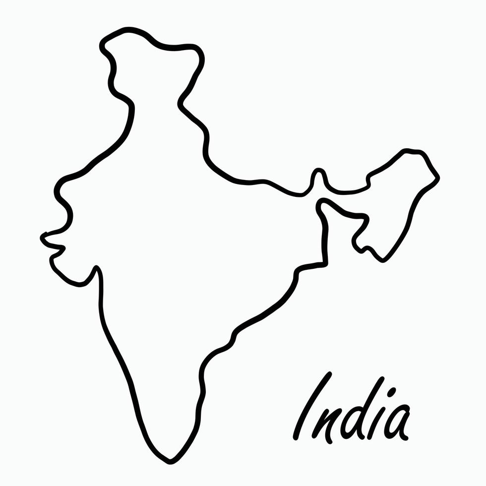 Doodle dibujo a mano alzada del mapa de la india. vector