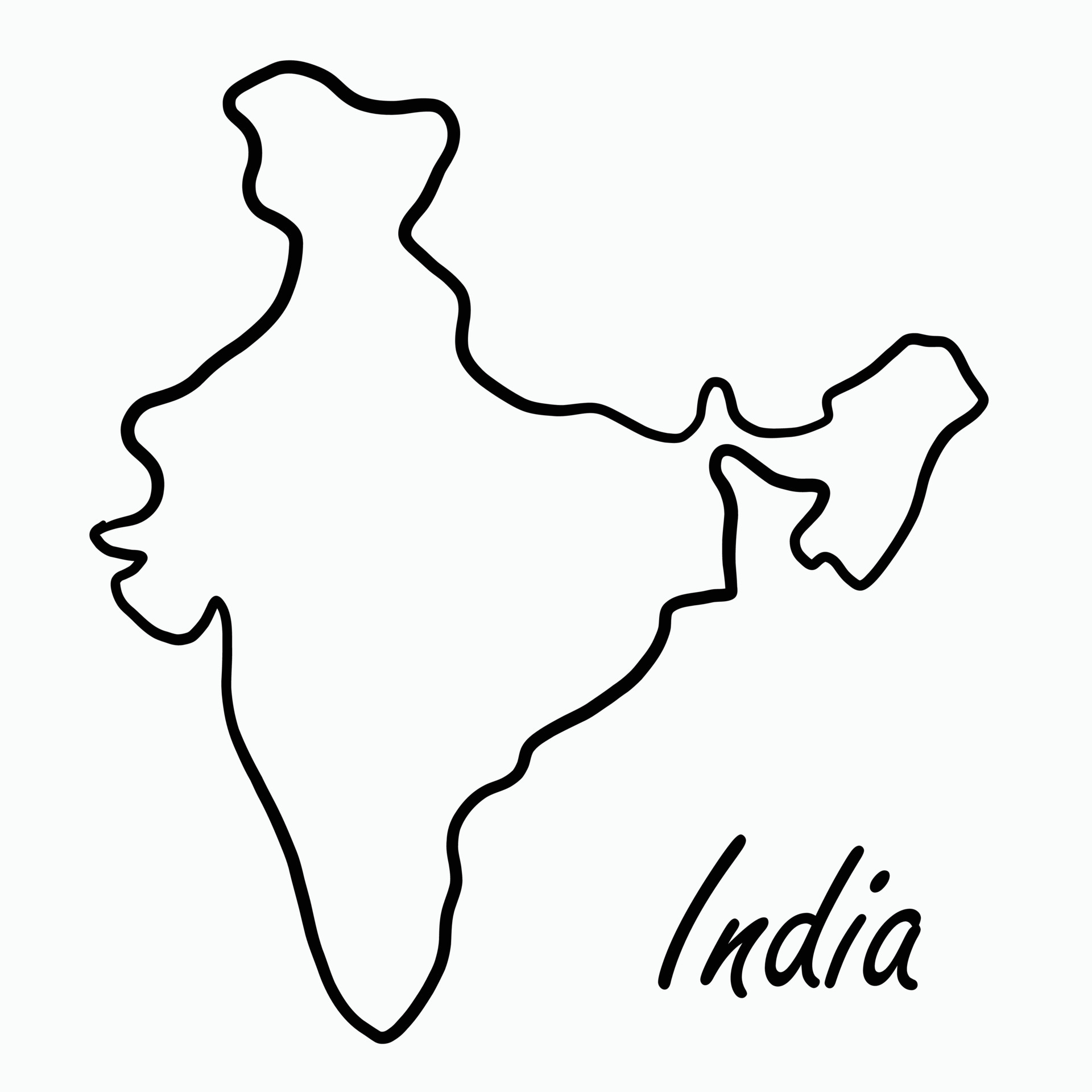 India freehand sketch outline map isolated Vector Image-saigonsouth.com.vn