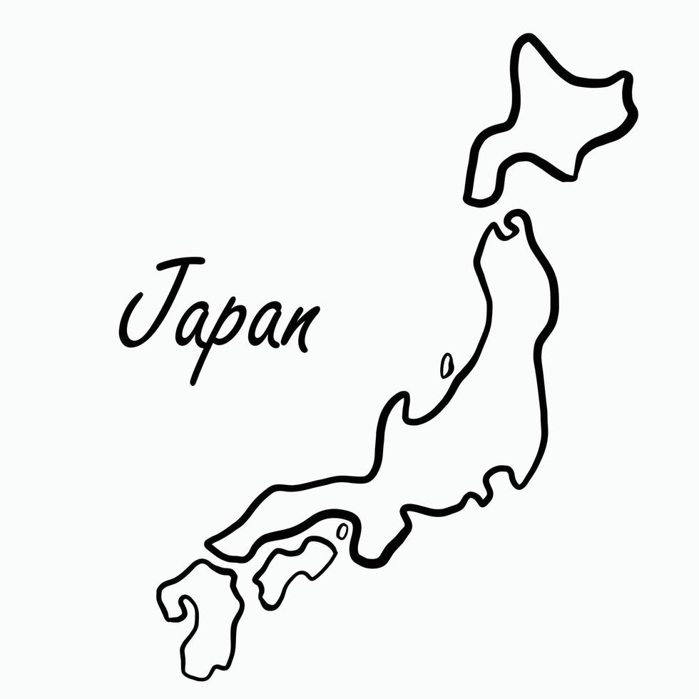 Doodle dibujo a mano alzada del mapa de Japón. vector