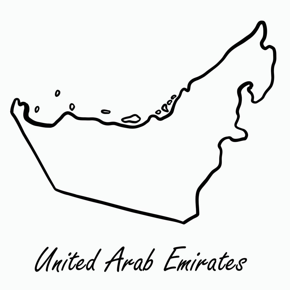 dibujo a mano alzada del mapa de los emiratos árabes unidos. vector