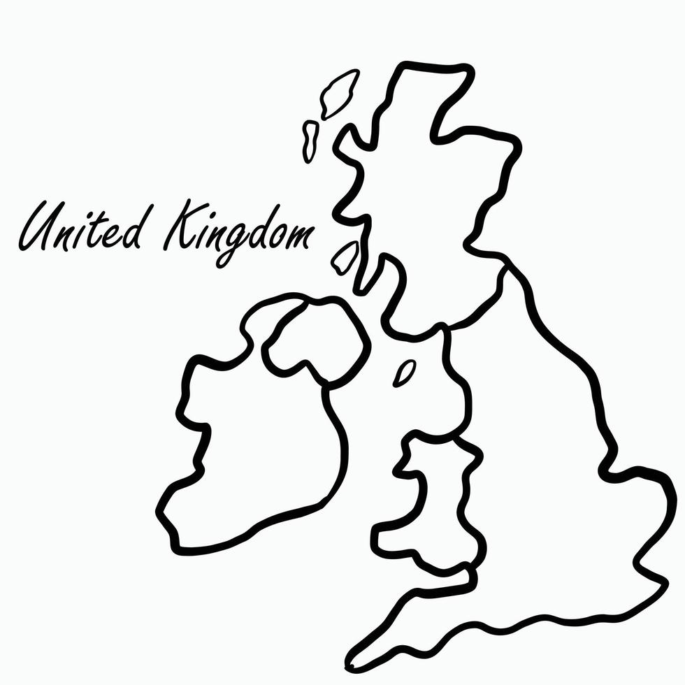 Doodle freehand drawing of United Kingdon map. vector