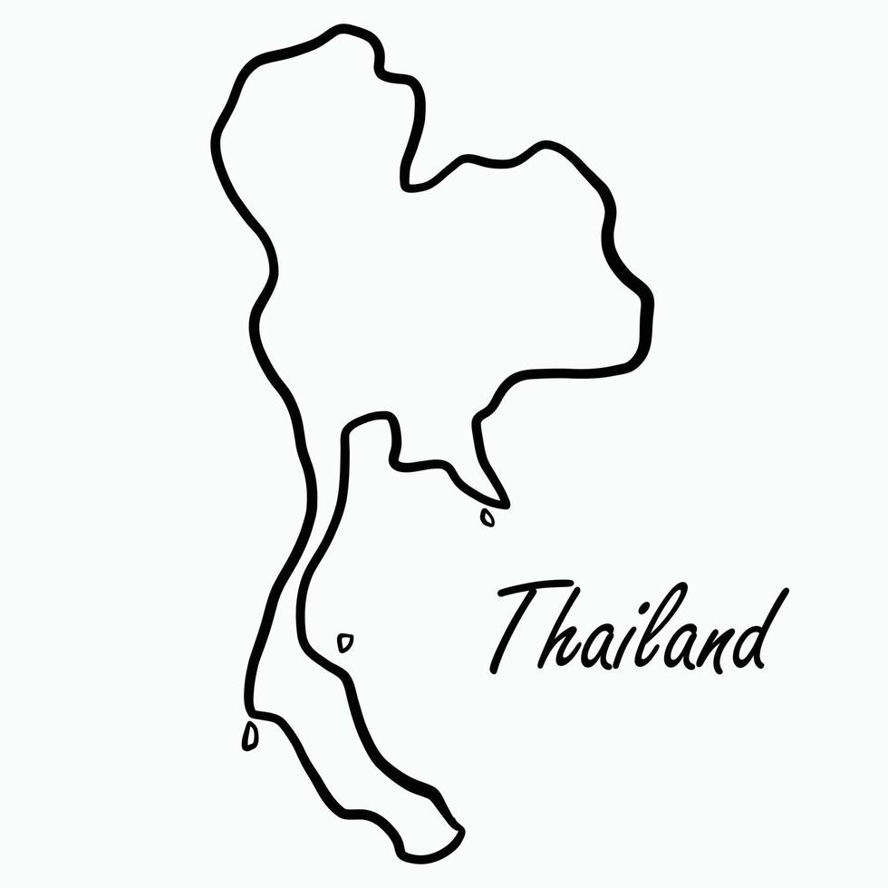 dibujo a mano alzada del mapa de Tailandia. vector